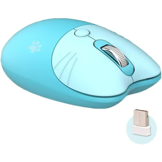 Soekavia - Wireless Mouse Silent, Cute 2.4G Cordless Mice for Girl with usb Receiver Cat Mouse for Laptop pc Computer mac (Ocean Blue)