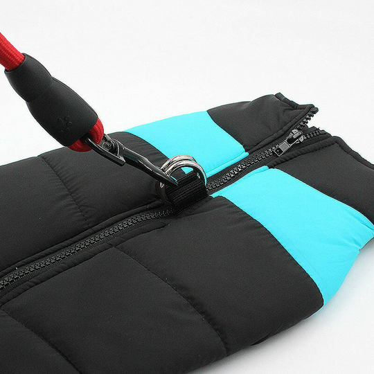 Warm and waterproof padded dog jacket for dogs and puppies (Blue, L)