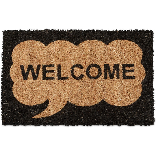 Relaxdays - Kids Childrens Mini Doormat Coir with Welcome Speech Bubble Theme as Welcome Mat Anti-Slip Robber Underside 1.5 x 40 x 25 cm, Motif: