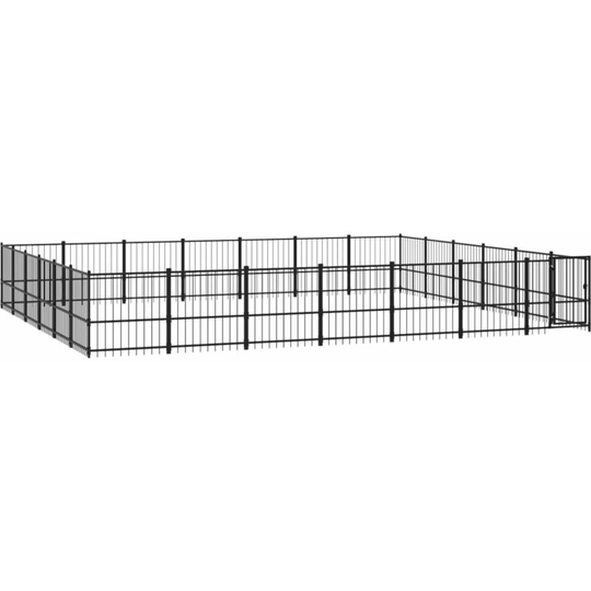 Outdoor Dog Kennel Steel 39.52 m² Vidaxl Black