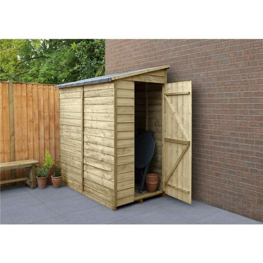 6ft x 3ft Pressure Treated Overlap Wooden Pent Shed (1.8m x 1.1m) - Modular (core)
