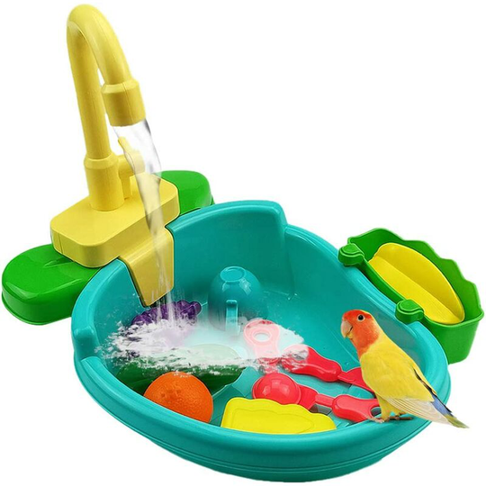 Bird Bathtub, Bathtub Sink Toys, Automatic Birds Bird Feeder with Faucet, Bird Shower Bathtub Pet Accessory Toys