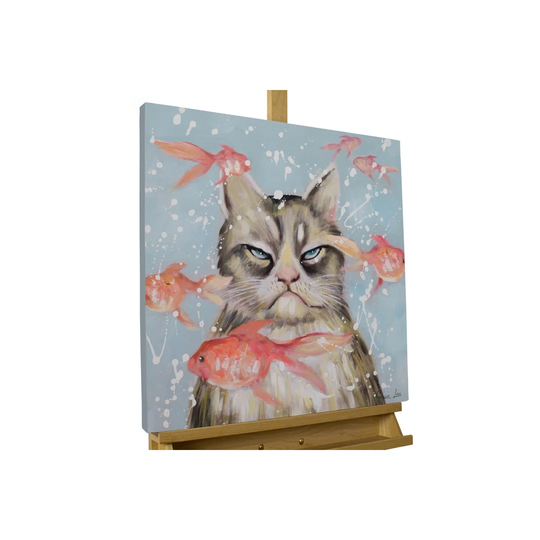 Very Crabby Cat Hand Painted Acrylic Painting