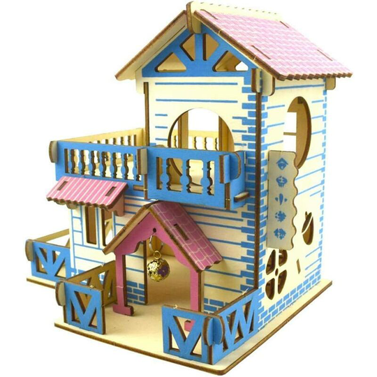 Wooden hamster Two-story playground Pet staircase Hamster house Two-story villa balcony small pet staircase tunnel toy small animal play area