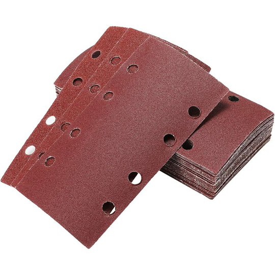 Soekavia - Lot 40 Abrasive Sheets for Orbital Sander 95 x 185 mm, 8 Holes, Rectangular Abrasive Paper of 60/80/120/240 Grit in Aluminum Oxide, Ideal