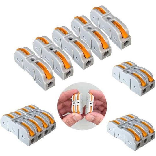 Benobby Kids - 50 Pieces SPL-1 Lever-Nut Wire Connectors, 1 in 1 out 2 Port Conductor Compact Wire Connectors, Compact Connector Spring Terminal