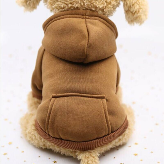 Cat Hoodie Cotton Dog Clothes with Winter Coat and Outside Pocket Winter Dog Sweater Christmas Sweater (Brown, l)