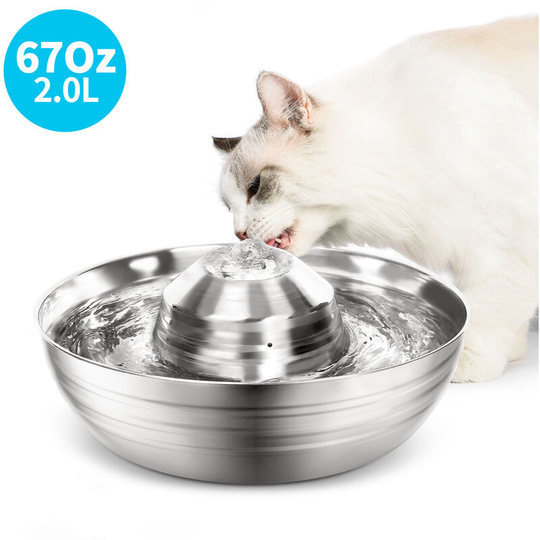 Thsinde - 2L Cat Water Fountain, Stainless Steel Cat Fountain for Cat Dog