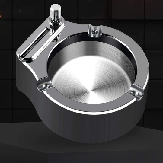 Perle Raregb - Stainless Steel Ashtray, Match Flint Lighter, Combustible Metal Retro Ashtray with Matches, 10,000 Ignitions, High Temperature and