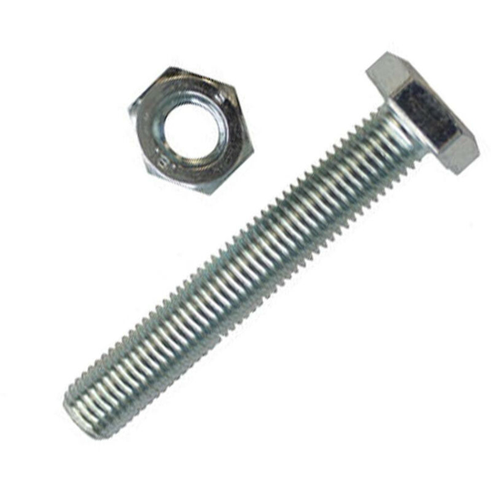 Unifix - M10 x 50mm ht Set Screw Nut & Washer - Pack of 6 - Silver