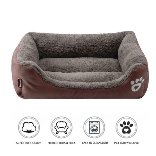 (Brown, M: (54X42cm)) Pet Dog Cat Bed Soft Warm Cushion Puppy Kennel Mat Blanket Washable