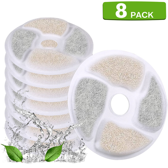 Cat Water Fountain Filters Replacement Filters for Round Filter Space Automatic Pet Water Fountain 8pcs 3 Filtration System
