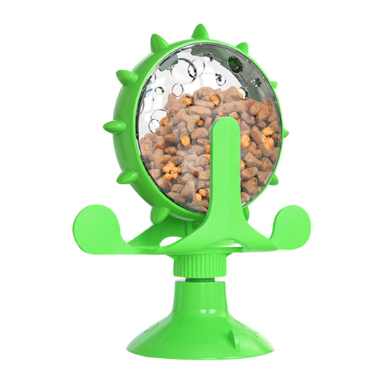 Perle rare Cat Toy, Windmill Leaky Food Toy, Indoor Cat Toy with Green Suction Cups