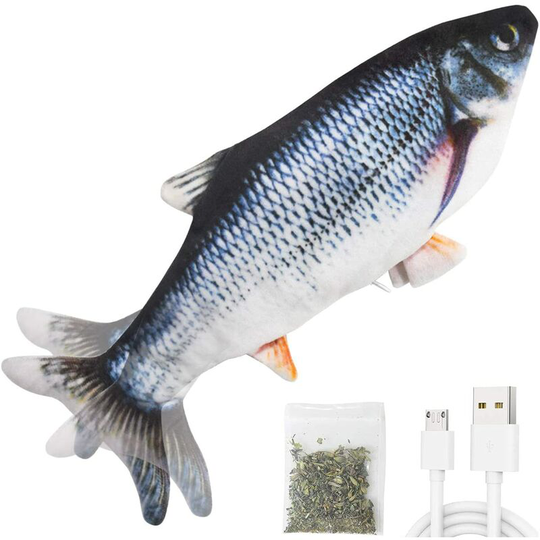 Rhafayre - Electric Cat Toys, Catnip Toys, Cat Fish, Kitten Plush Toy, Interactive Catnip Toy, usb Charging Mobile Stuffed Simulation Fish