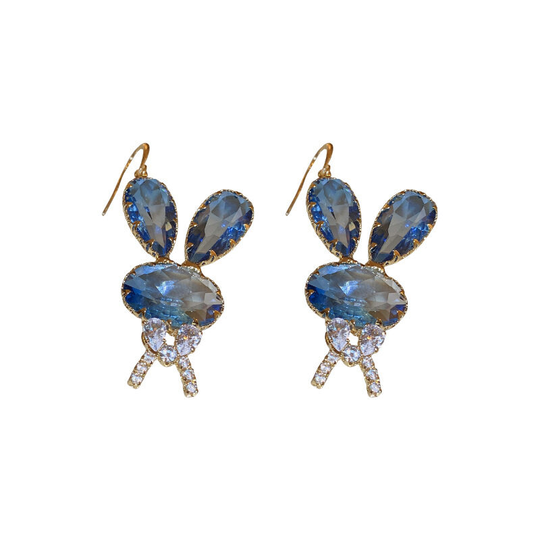 Ilovemilan - Zircon crystal rabbit earrings design meaning ear hook new temperament ear studs