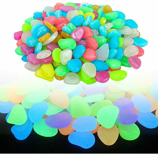 100 Pieces Luminous Stones Colorful Pebbles Dark Pebble Luminous Glow for Aquarium Garden Corridor Decoration Color Simmer