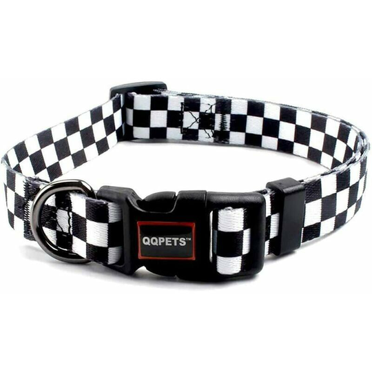 Small dog training collar, adjustable, strong and durable (black and white), size l
