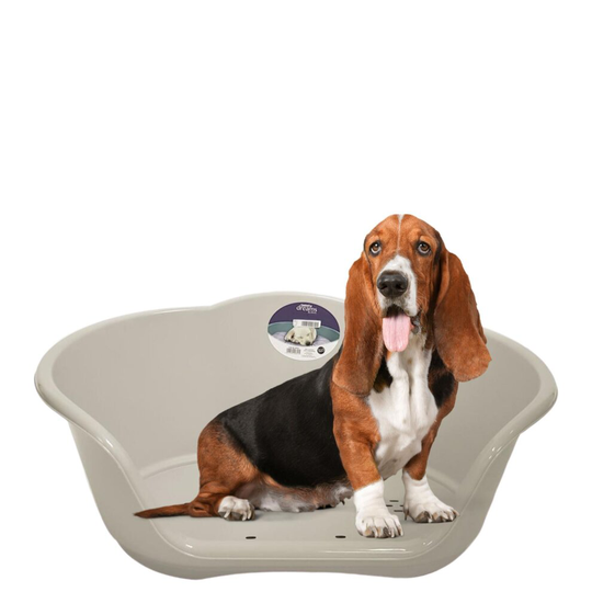Grey plastic pet bed heavy duty waterproof cat dog basket medium comfortable