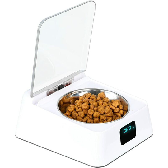 Deckon - 330ml Infrared Sensor Bowl, Stainless Steel, Auto Open/Close Lid, With Usb Charging Cable, Built-in Battery, Suitable For Cats, Dogs, Pets