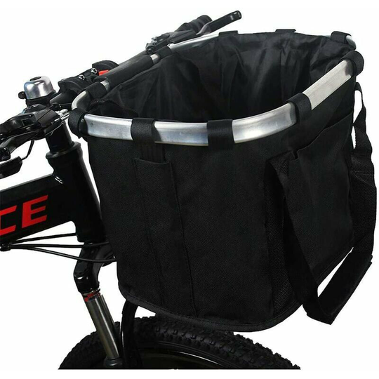 Bike Basket Detachable Foldable Dog Carrier, with Quick Release Adjustable Bike Handlebar Basket Easy to Install