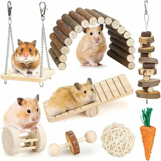 Hamster Chew Toy Set Small Molar Animals Toys Dental Care Wooden Accessories