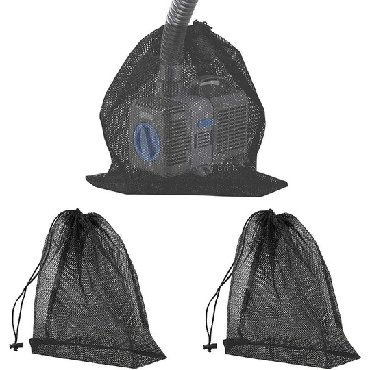 3 PCS Pump Filter Mesh Bag Pond Pump Filter Bag with Drawstring Water Pump Filter Bag Pump Barrier Bag for Outdoor Pond Filter(40*30cm/45*45cm)