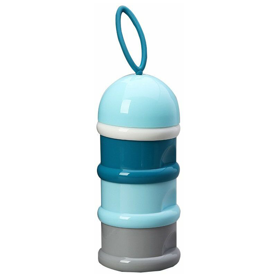 Perle Rare - Stackable milk measuring box, hermetic, 3 compartments, Large capacity, Evolutive use - Grey/blue