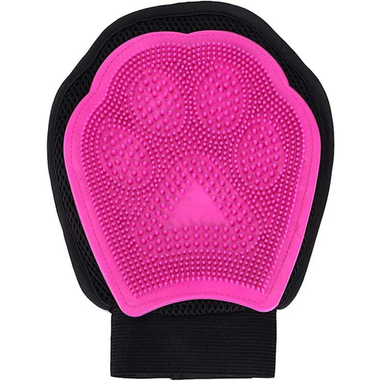 Grooming Glove for Dogs and Cats Soft Brush and Massager for Pet Hair Removal (Pink)