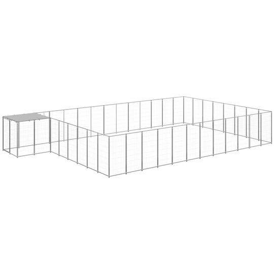 Dog Kennel Silver 30.25 m² Steel Vidaxl Silver