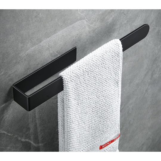 Hand Towel Holder Towel Ring Self Adhesive Towel Rail for Bathroom, Stainless Steel(large, black)