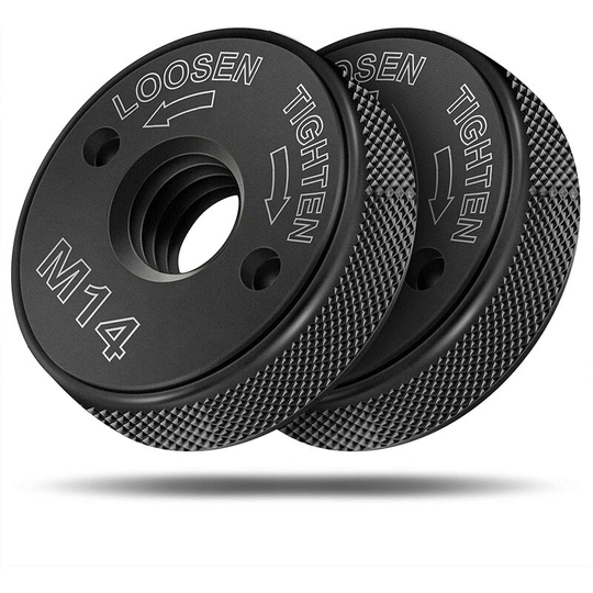 Monly - Quick release nut M14, for all angle grinders from aeg, Black & Decker, Dewalt, Flex, Hitachi, Metabo, Makita etc. (2x clamping nut), black