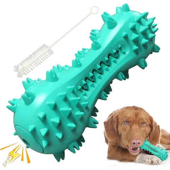 Briday - Dog Toys Chew Toothbrush Teeth Cleaning Squeaky Bone Stick Toy Tough Durable Natural Rubber Dental Toys for Aggressive Puppy Medium Large