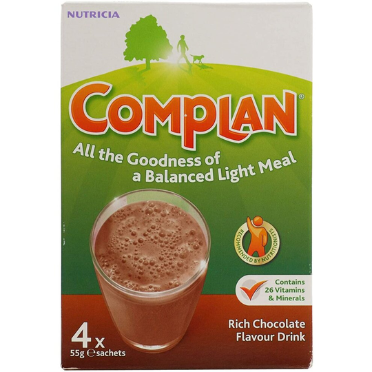 Complan Nutritious Vitamin Rich Drink Chocolate Flavour 4 x 55g Sachets