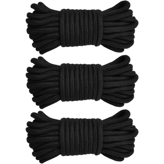 3 pcs Cotton Twisted Mooring Rope Soft Knitting Rope, 10M / 33ft 8MM Thick Cord, Black
