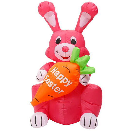 Deckon - 1.2m Inflatable Easter Bunny Decoration for Yard Garden Mall Festival Ornament European Standard Rabbit Holding Carrot