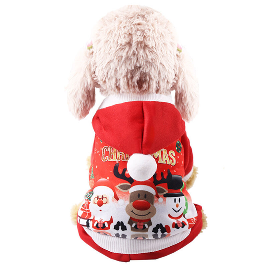 FVO - Christmas Hooded Dog Clothes, Christmas Pet Clothes, Christmas Hooded Dog Coat, Christmas Pet Autumn Winter Coat Outerwear Onesies (l)