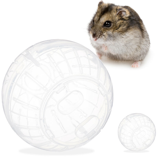 Relaxdays - Set of 2 Hamster Balls, Exercise for Hamsters & Mice, Rodent Toy, Free Range Orb, Plastic, 14 cm, Transparent