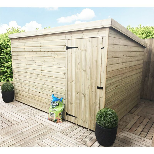 9 x 4 Windowless Pressure Treated Tongue And Groove Pent Shed With Single Door
