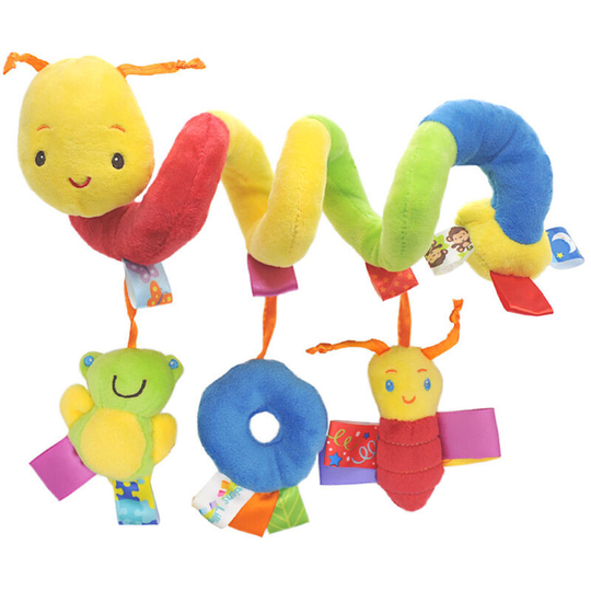 Baby Crib Hanging Rattles Toys Cartoon Spiral Stroller Toy with Ringing Bell for Infants Babies Car Seat Toys Spiral Plush Toy for Girls Boys