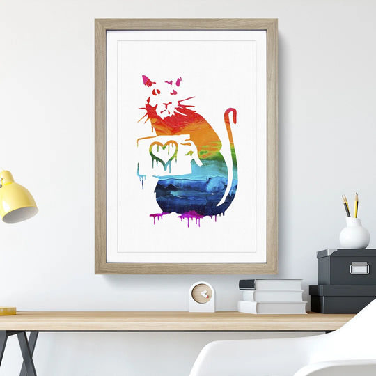 Banksy Rat with Heart - Picture Frame Graphic Art