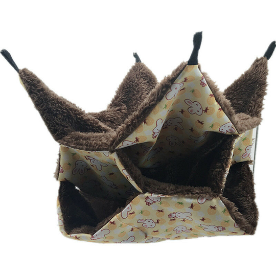 Small Pet Hammock, Sugar Hammock for Triple Bed, Guinea Pig, Ferret Tunnel, Comfortable Bedding Accessories for Small Animals (Yellow)