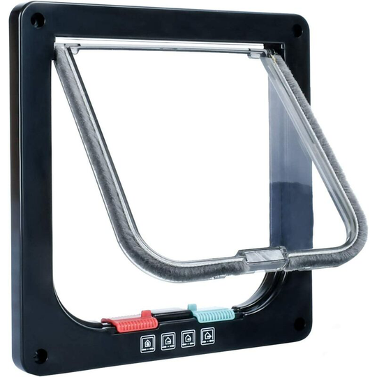 Cat Flap, 4-Way Manual Lock, Energy Saving, Weatherproof, Convenient, Small Dog, Easy to Install and Use, Upgraded Version