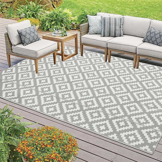 Indoor Outdoor Rugs Reversible Picnic Blankets Floor Mat Rug Plastic Straw Rug UV Resistant Camping Mat Recycled Area Rug For Patio Balcony Beach BBQ