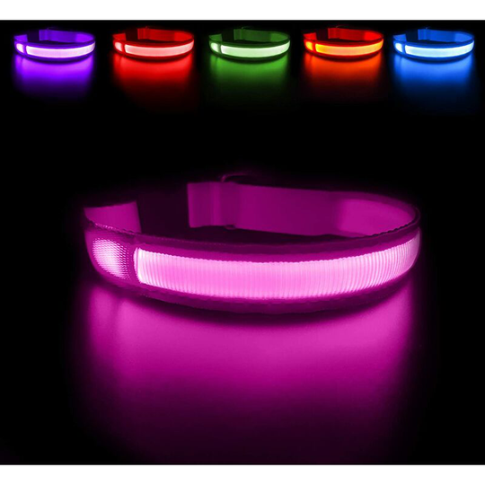 Dog Collar Luminous usb Rechargeable Waterproof led Light Collar for Small Medium Large Dogs Adjustable Safety Dog Collars with 3 Lighting Modes