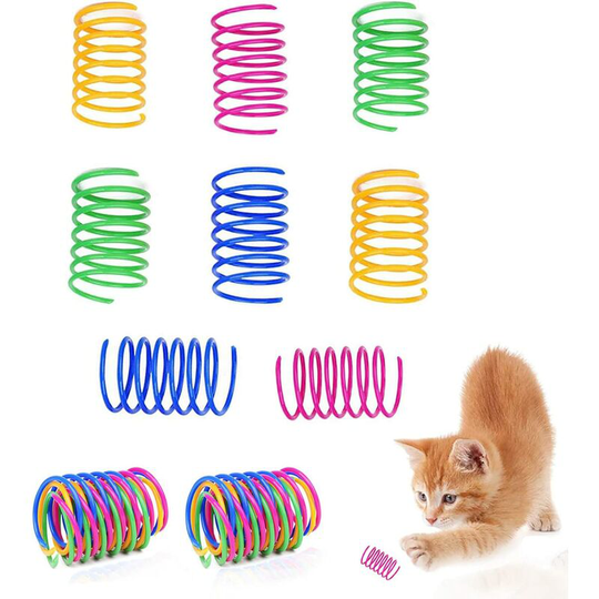 16 Pcs Spring Cat Toys, Spiral Springs Plastic Colorful Interactive Cat Toys Chew Toys for Cats
