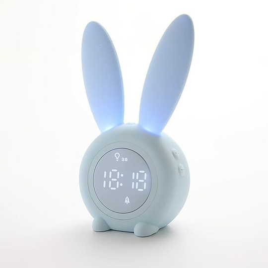Bearsu - Cute Rabbit Alarm Clock Children's Creative led Clock Cartoon Alarm Clock Student Electronic Clock Small Alarm Clock Desktop Clock, Blue,