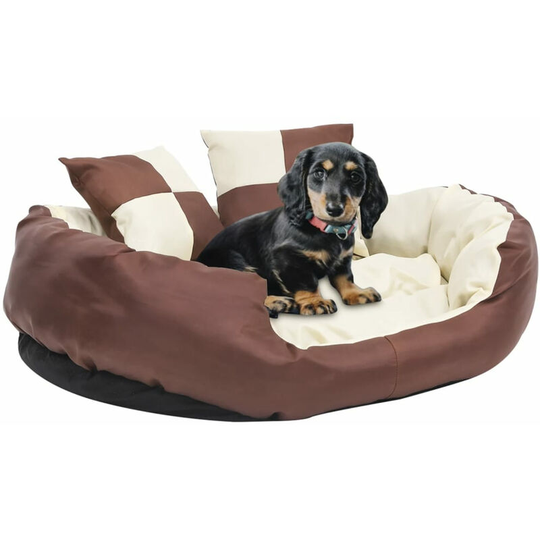 Reversible & Washable Dog Cushion Brown and Cream 85x70x20 cm