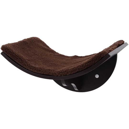 Curved On-Wall Cat Kitten Shelf Climber w/ Berber Fleece Top Brown - Brown - Pawhut