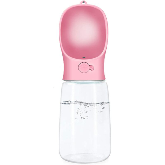 Dog Water Bottle 550ml Portable Dog Water Bottle Dispenser for Outdoors, Hiking, Traveling (Pink)