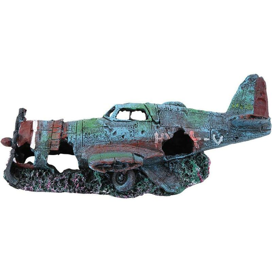 Marine Fish Tank Aquarium Ornament Artificial Resin House Hide Damaged Plane Cave Decor
